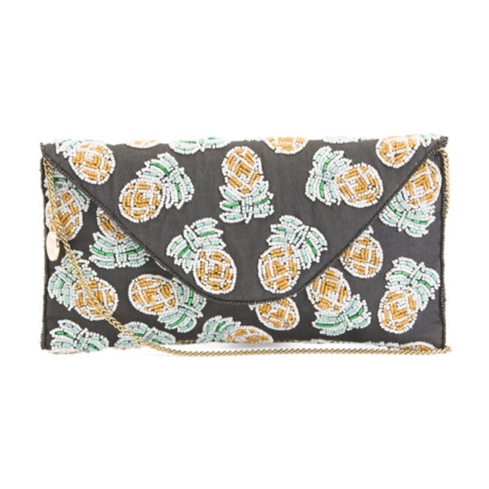 NWT From St Xavier Pina Pineapple Beaded Clutch